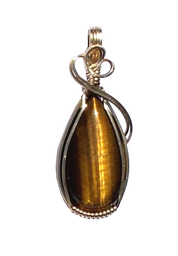 Hand Crafted, Jewelry, Gold And Tiger Eye Stone Necklace